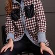 Load image into Gallery viewer, Houndstooth Shacket w/Denim & Faux Leather
