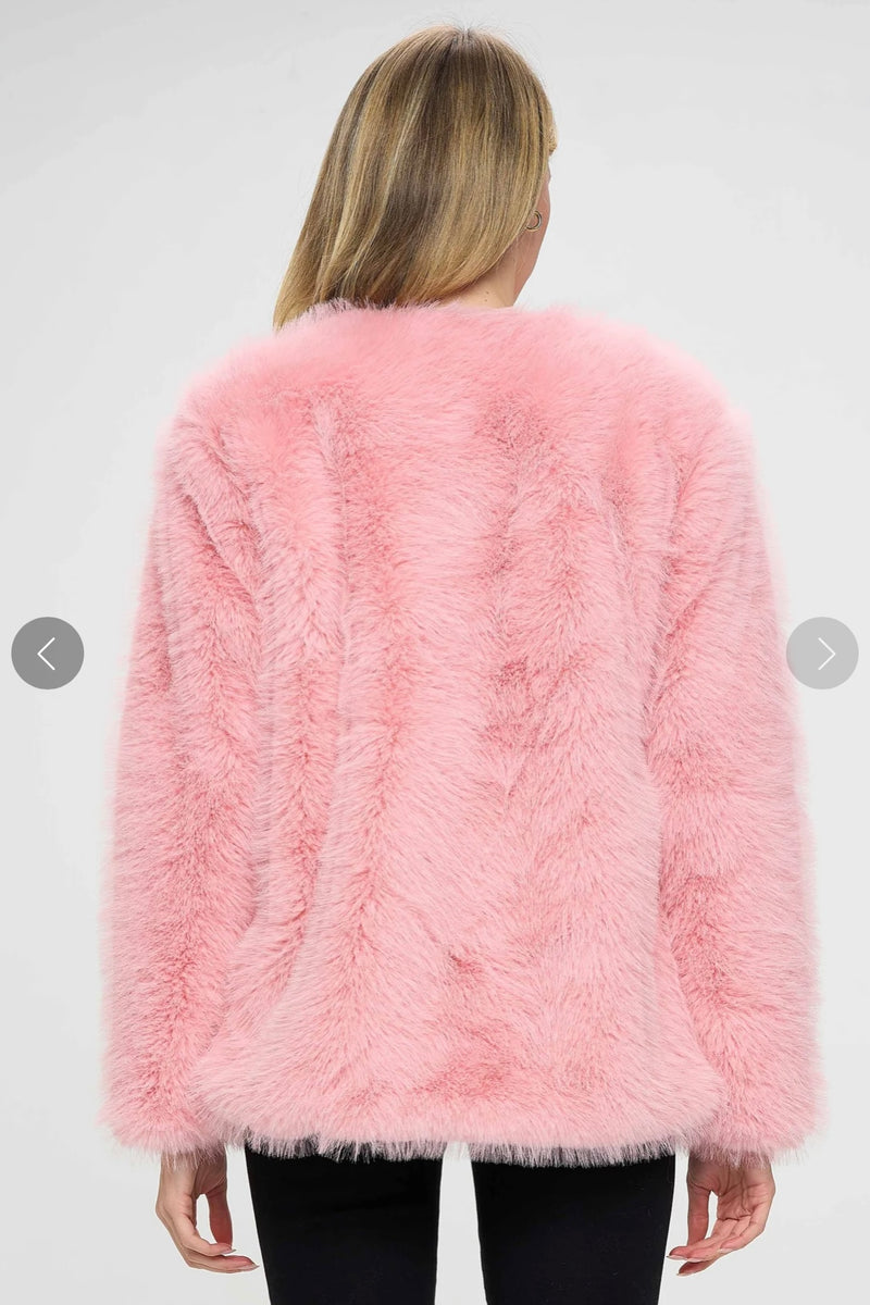 M me eme Ribbon fake fur coat エムミーエメ　ピンク A0642C46-FB9A-4074-A09B-