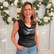 Load image into Gallery viewer, Sleek Black Coated Drape Neck Top