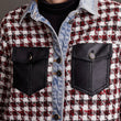 Load image into Gallery viewer, Houndstooth Shacket w/Denim & Faux Leather