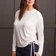 Load image into Gallery viewer, French Terry Top With Side Ruching