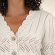 Load image into Gallery viewer, Pointelle Wool Scallop Neck Cardigan