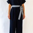 Load image into Gallery viewer, Nautical Short Sleeve Jumpsuit with Tie Waist