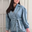 Load image into Gallery viewer, Puff Sleeve Denim Jacket