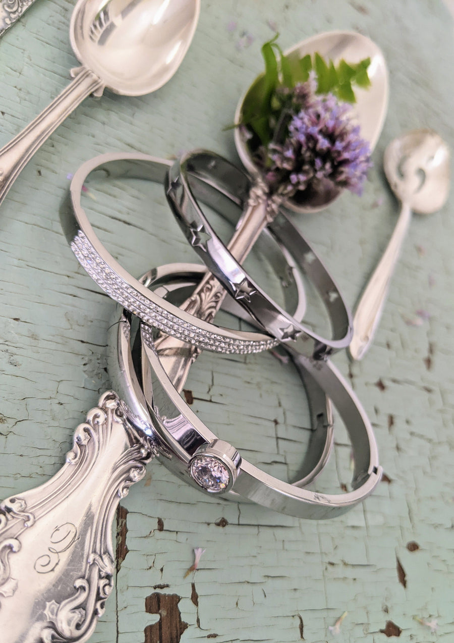 Silver Rhinestone Embellished Bracelet