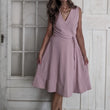 Load image into Gallery viewer, Sleeveless Surplice Wrap Dress w/ Back Pleat