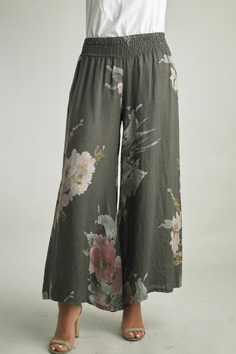 Floral Linen Palazzo Pants