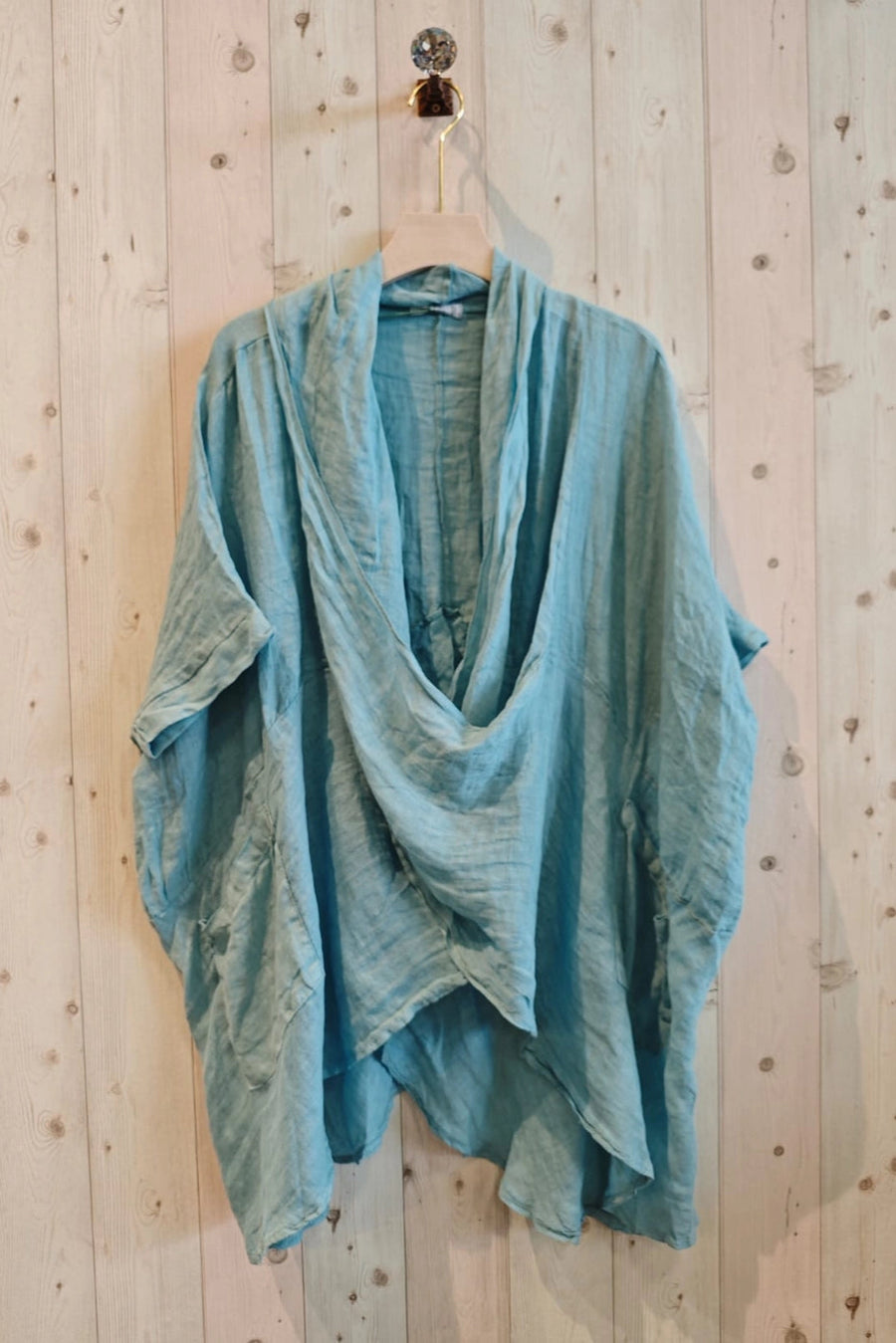 Draped Neck Linen Top
