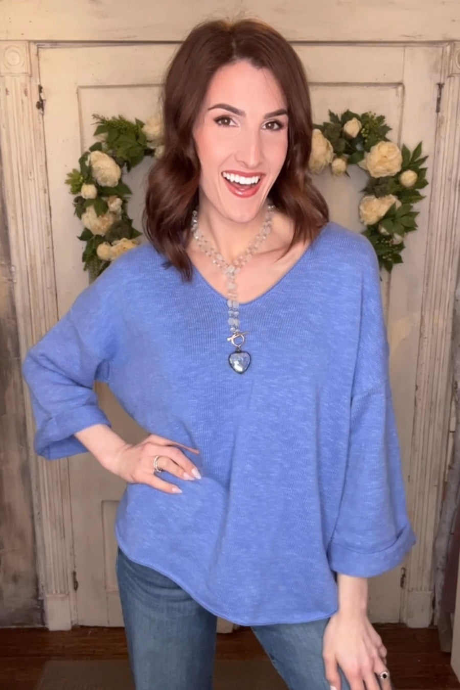 USA Cotton Slub Tunic w/Cuff Detail