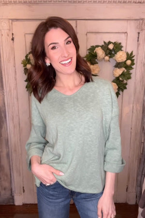 USA Cotton Slub Tunic w/Cuff Detail