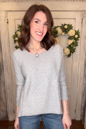 USA Cotton Slub Sweater W/ Princess Seam Detail