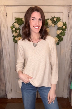 USA Cotton Slub Sweater W/ Princess Seam Detail