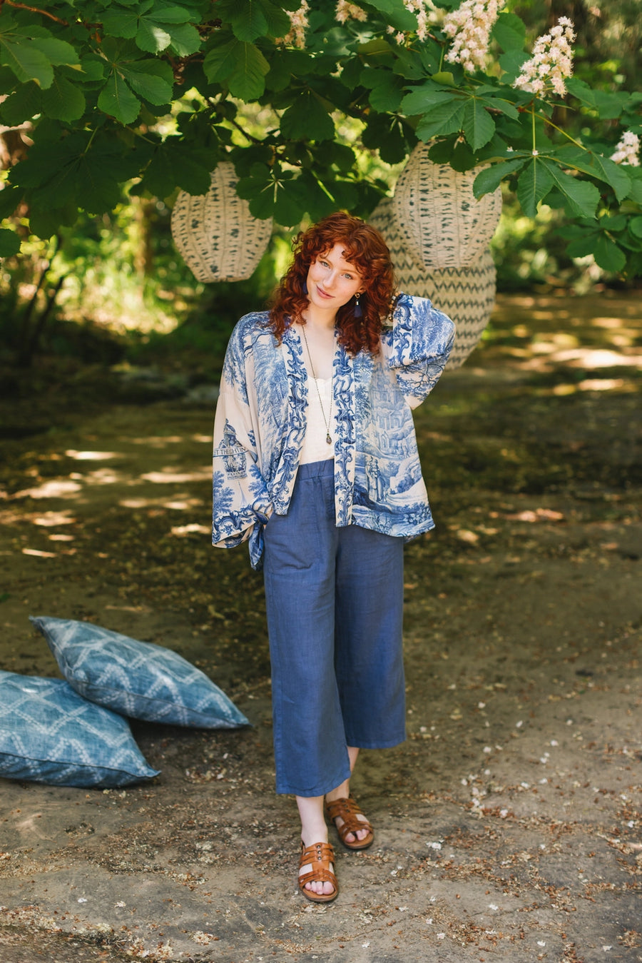 Blue Muse Crop Kimono
