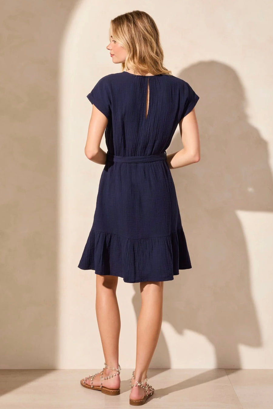 Navy Haven Waist-Tie Dress