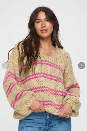 V-Neck Rainbow Sorbet Sweater