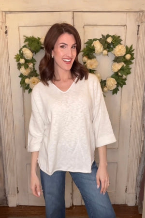 USA Cotton Slub Tunic w/Cuff Detail