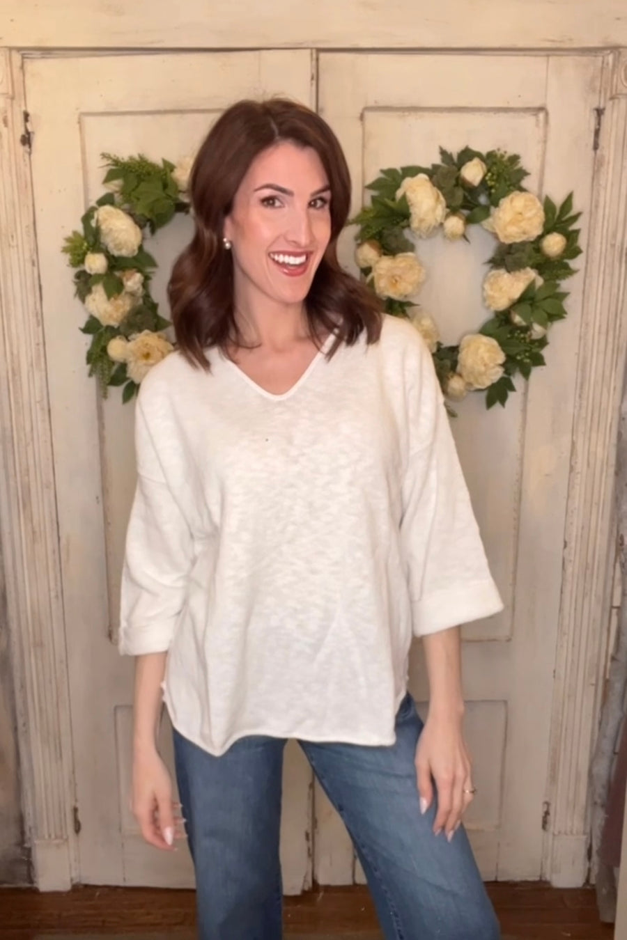 USA Cotton Slub Tunic w/Cuff Detail