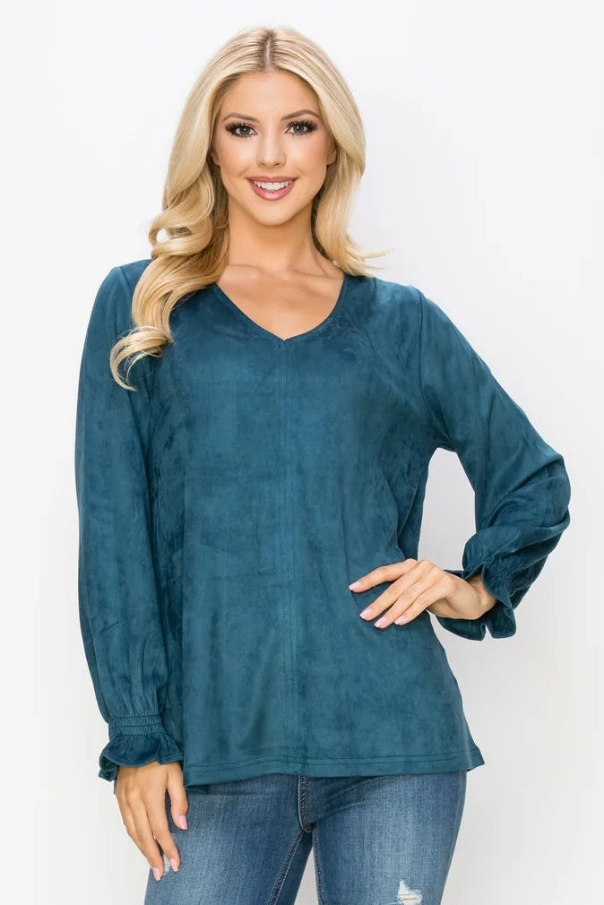 Suede V-Neck