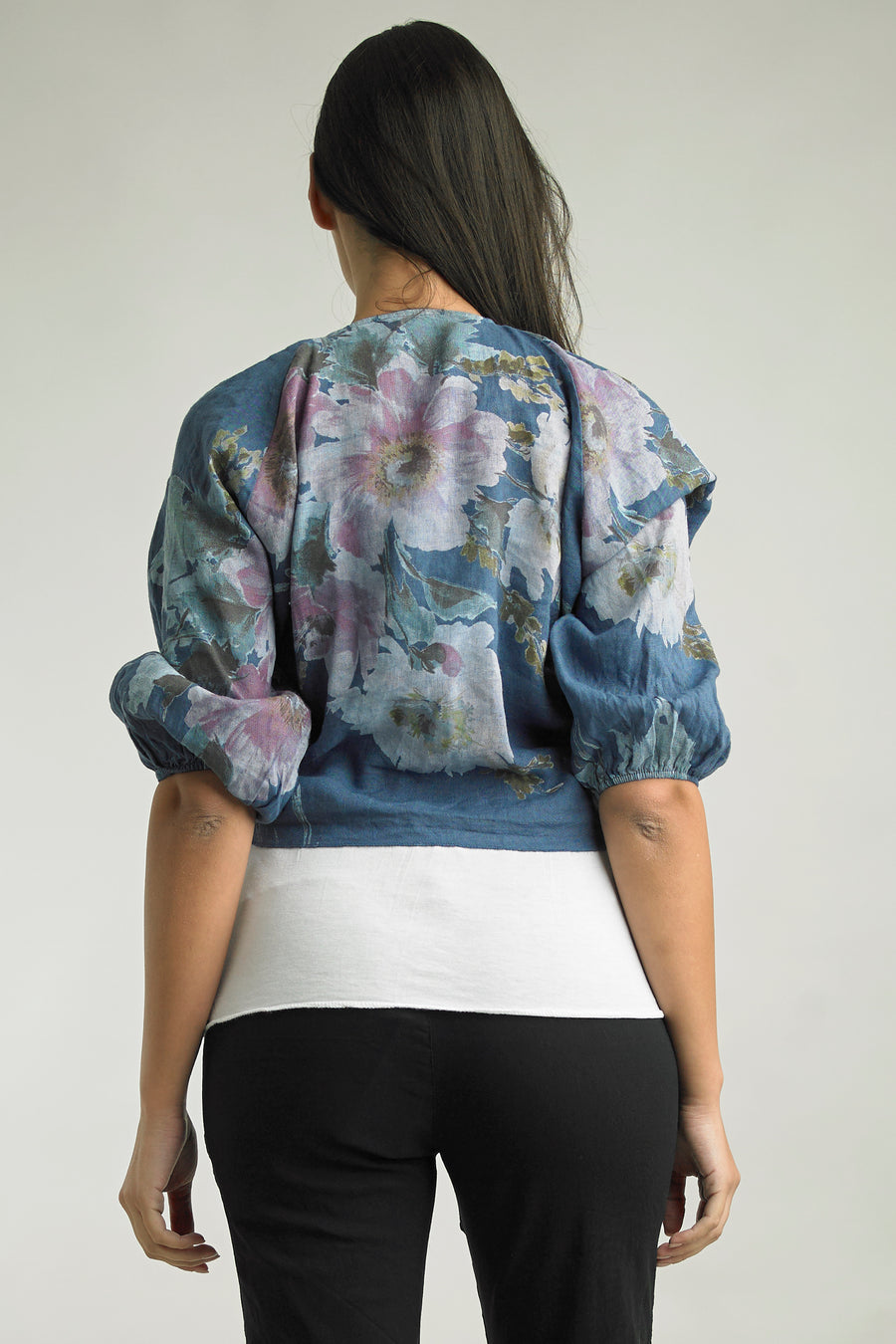Capri Blossom Linen Shrug