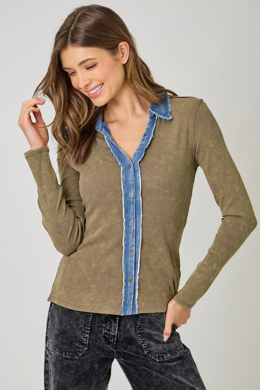 Ash-Washed Button Up