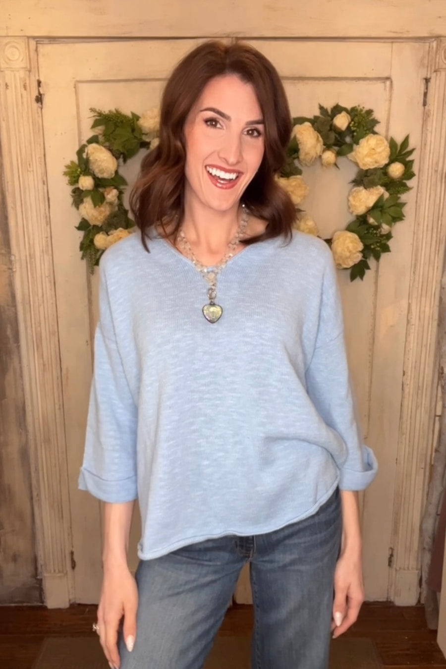 USA Cotton Slub Tunic w/Cuff Detail