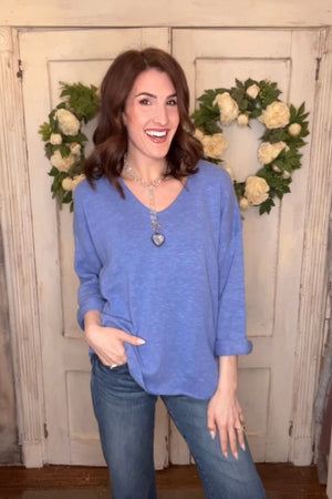 USA Cotton Slub Tunic w/Cuff Detail