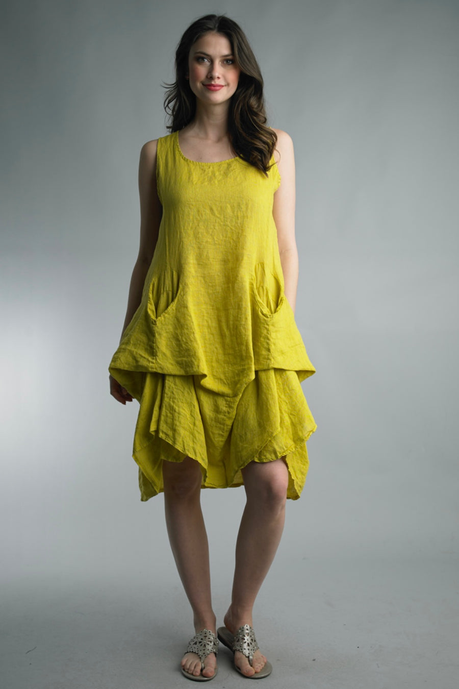 Unique Pocket Pickup Linen Dress