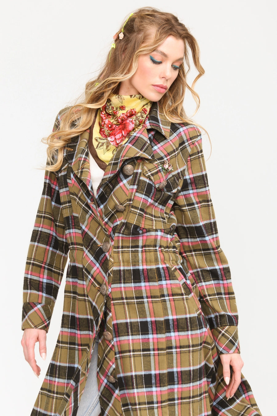 Coco Plaid Trench Coat