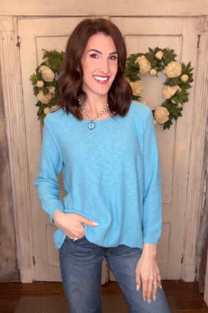USA Cotton Slub Sweater W/ Princess Seam Detail