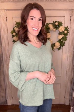 USA Cotton Slub Tunic w/Cuff Detail