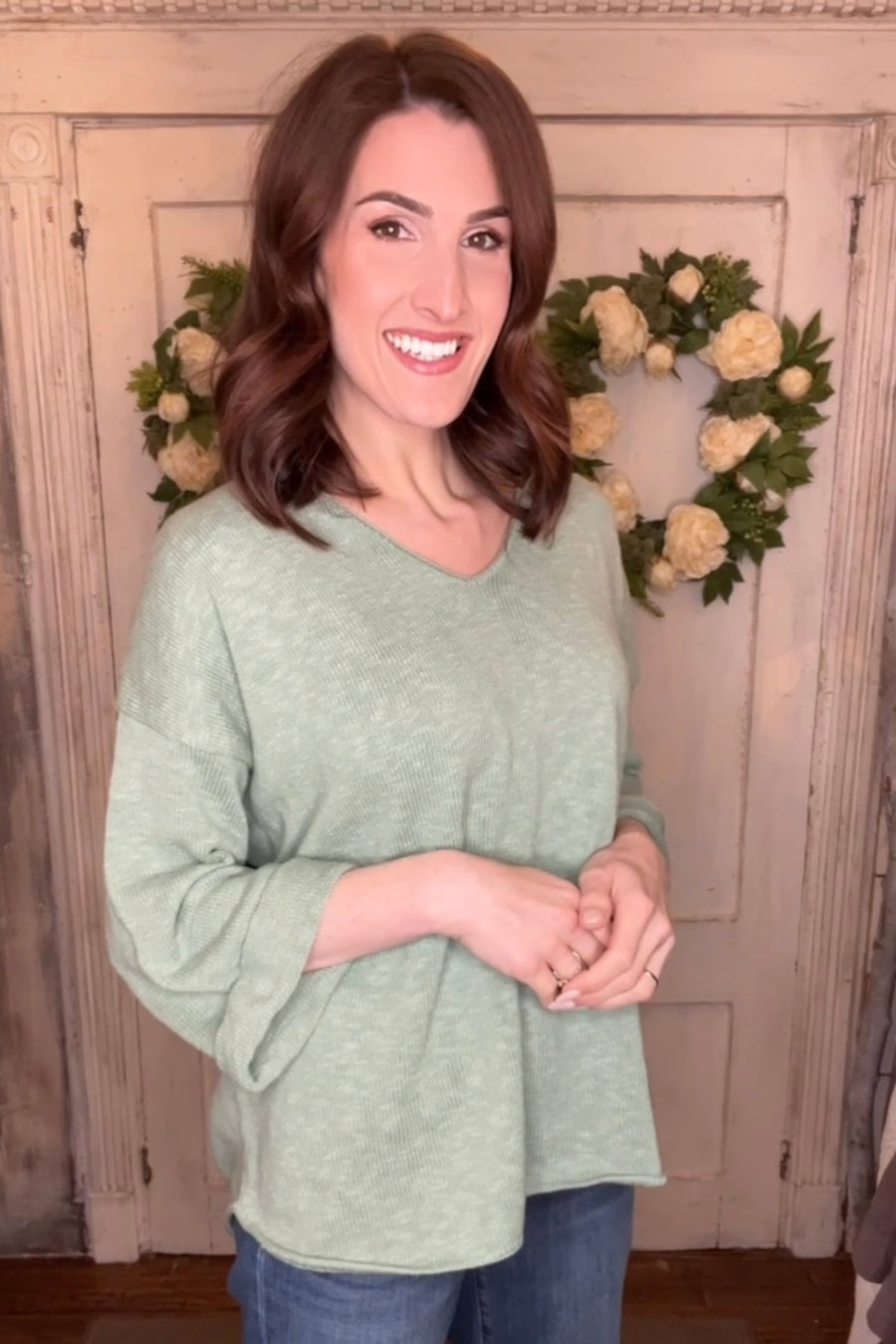 USA Cotton Slub Tunic w/Cuff Detail