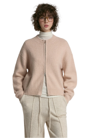 Semi Cropped Zip Cardigan