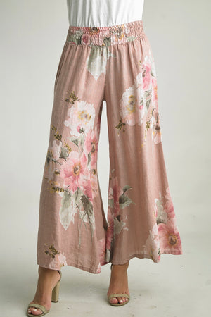 Floral Linen Palazzo Pants