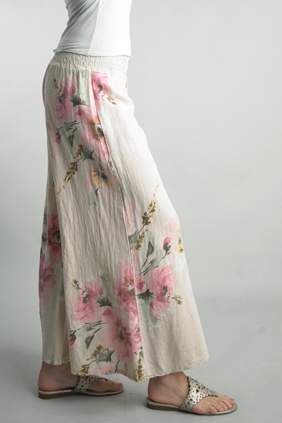 Floral Linen Palazzo Pants