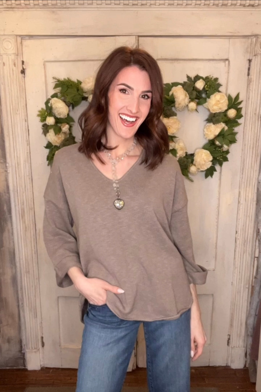 USA Cotton Slub Tunic w/Cuff Detail