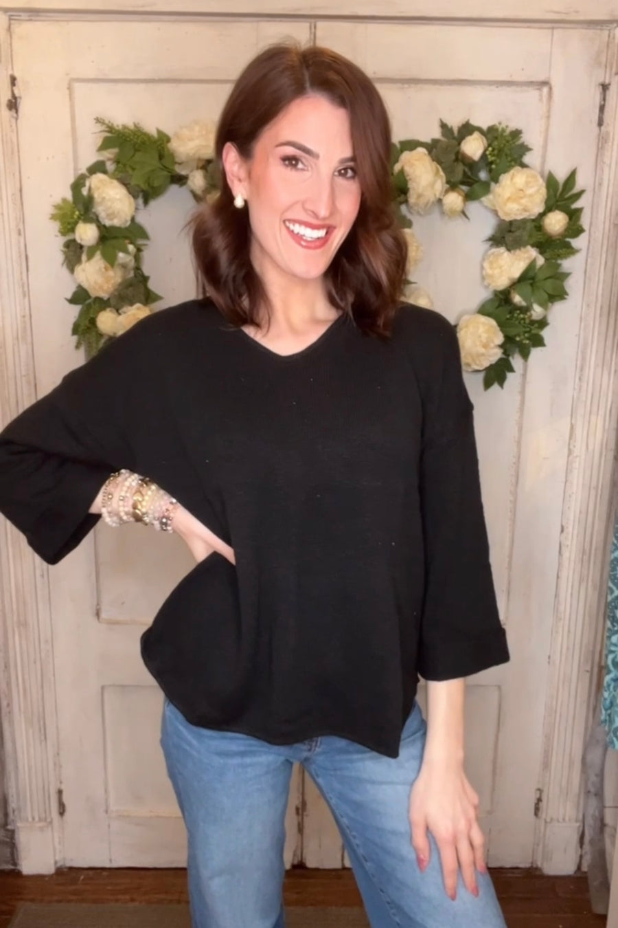 USA Cotton Slub Tunic w/Cuff Detail