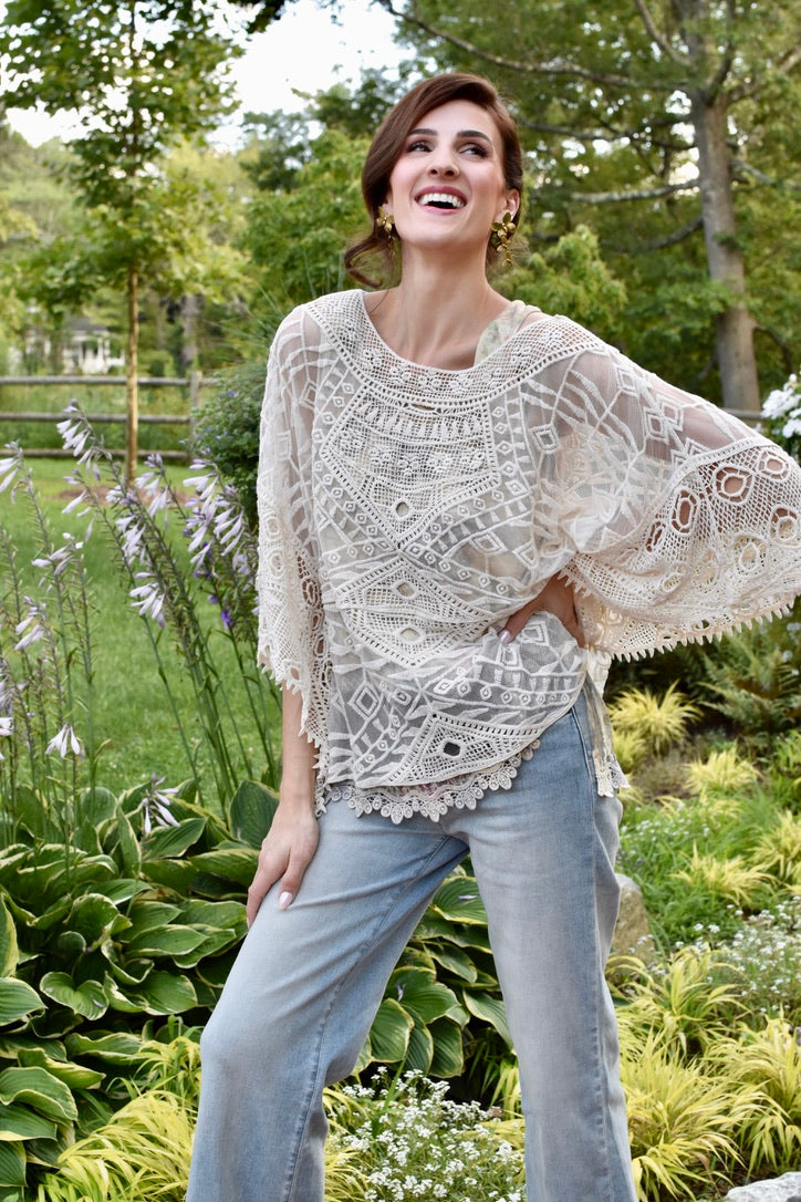 さらに100円引き◆MISCHIEF◆RHOMBUS CROCHET KNIT SHORT SLEEVE Zig-zag-zummer Top Crochet PATTERN >> Lace Summer Crop Long
