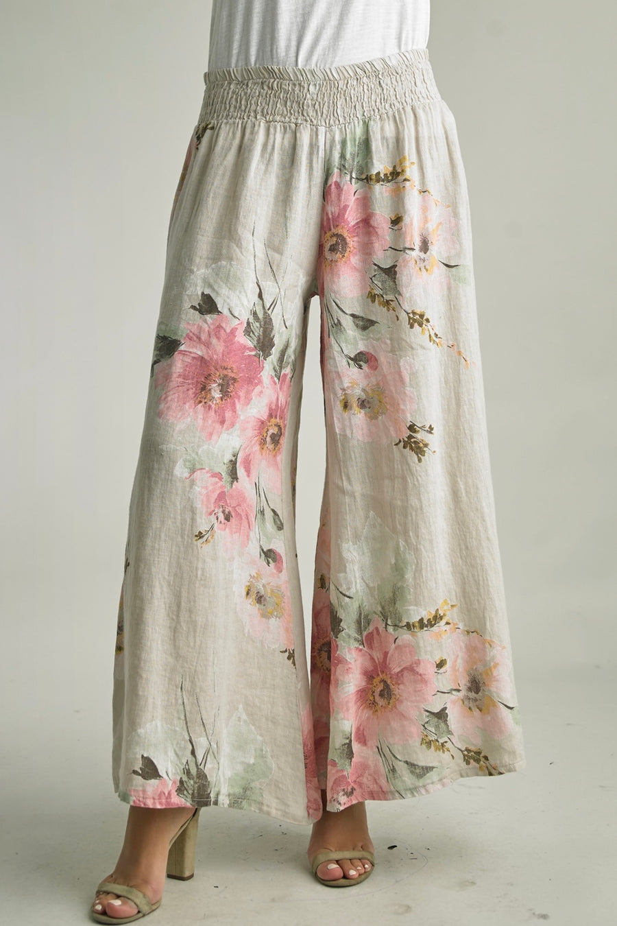 Floral Linen Palazzo Pants