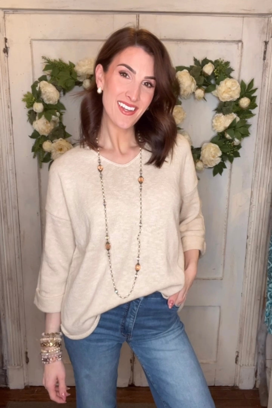 USA Cotton Slub Tunic w/Cuff Detail