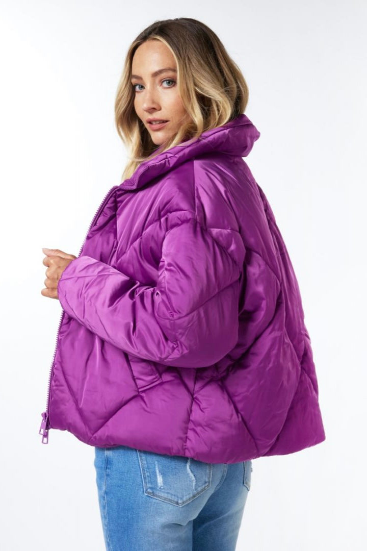 Fuchsia Quilted Puffer Coat