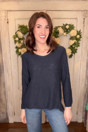 USA Cotton Slub Sweater W/ Princess Seam Detail