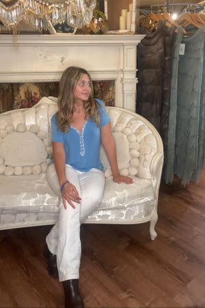 V-Neck Button Up Tee