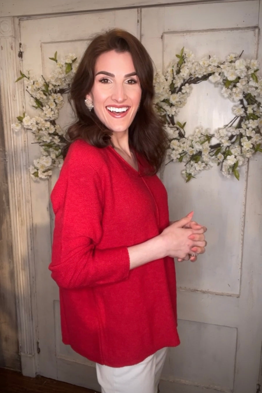 Cotton Slub V-Neck Sweater