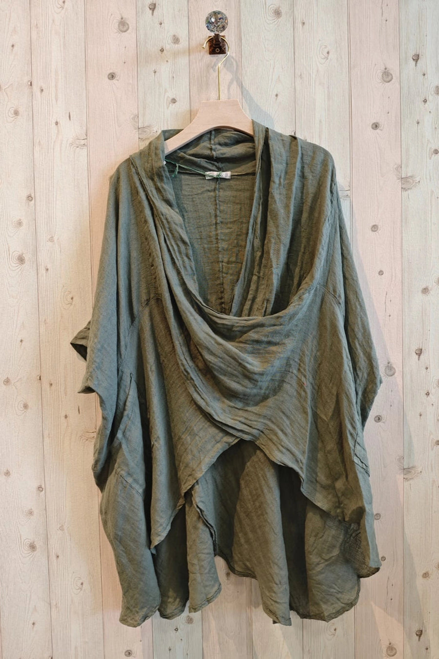 Draped Neck Linen Top