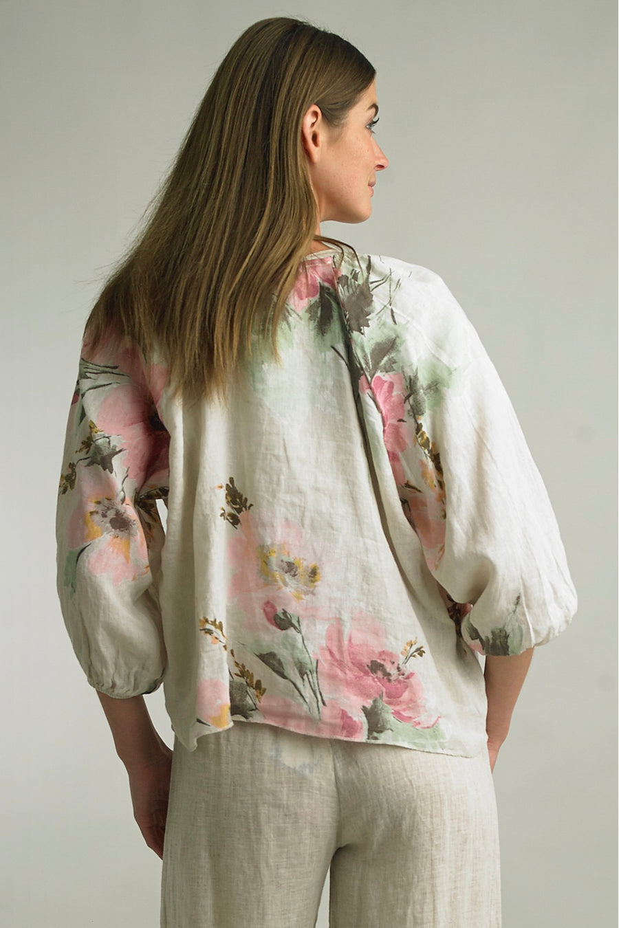 Capri Blossom Linen Shrug
