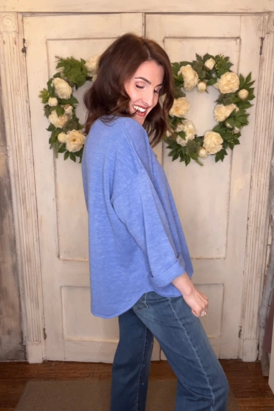 USA Cotton Slub Tunic w/Cuff Detail