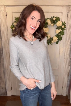 USA Cotton Slub Sweater W/ Princess Seam Detail