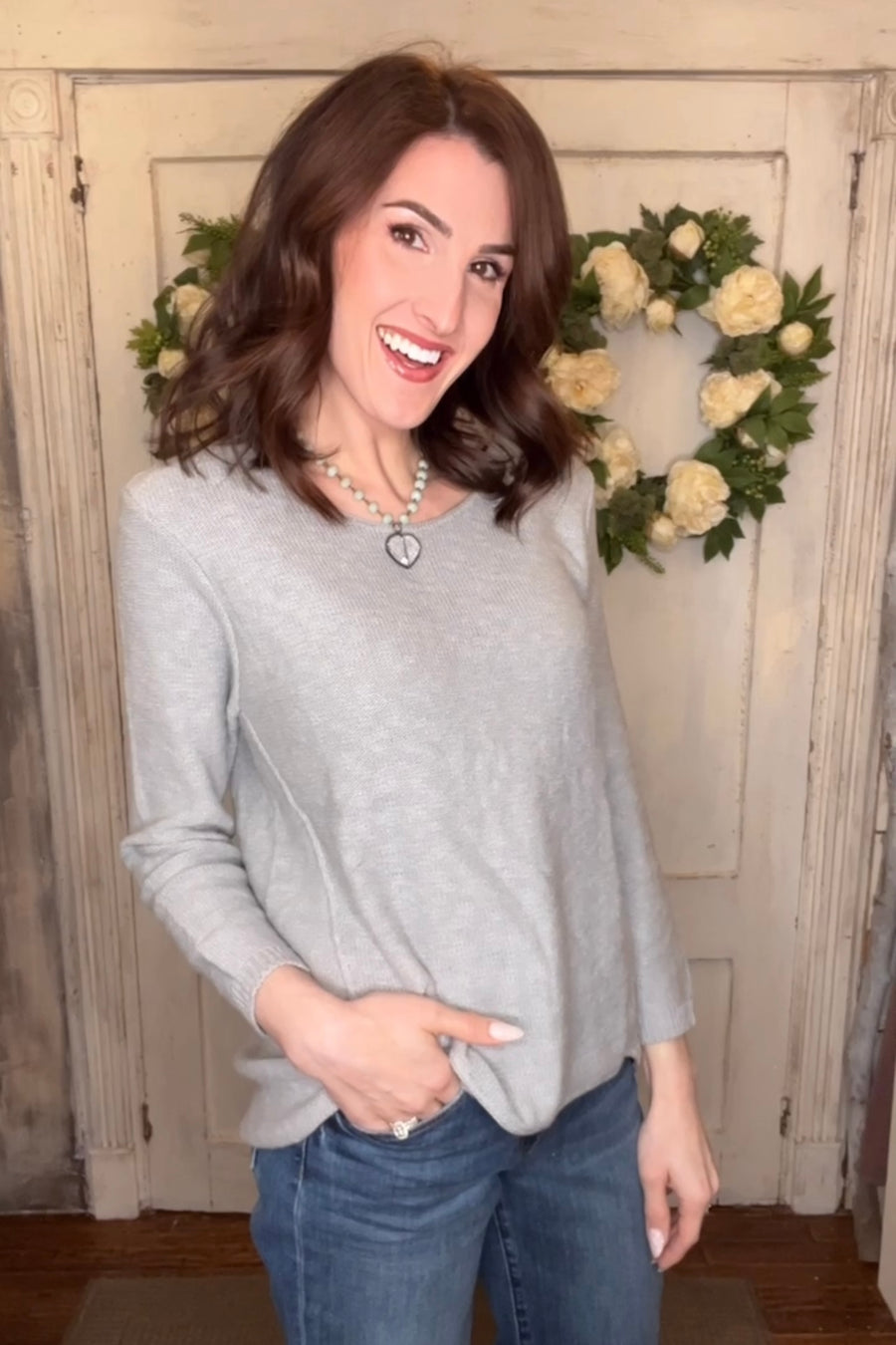 USA Cotton Slub Sweater W/ Princess Seam Detail