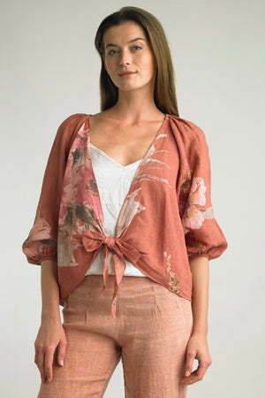 Capri Blossom Linen Shrug