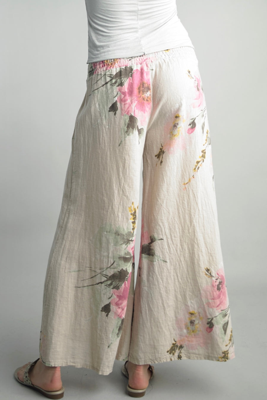 Floral Linen Palazzo Pants